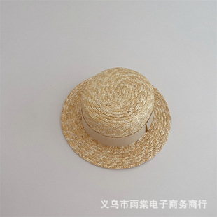 ins Korean style children's straw hat western style wheat straw big brim sun protection hat summer boys and girls baby beach hat