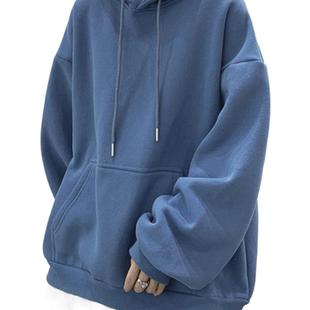 Hooded Sweater Men's 2023 New Autumn and Winter Solid Color Hoodie Boys' Top American High Street Loose Thin Jacket