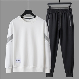 Customized Cotton Men's Spring & Fall Two-Piece Long-Sleeved Sweatshirt Sweatpants Casual Men's Warm Suit Home Wear