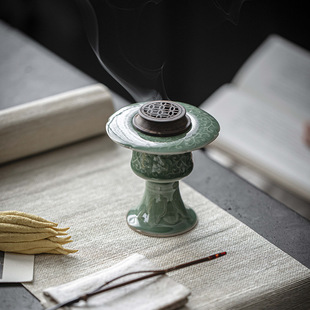 Yifang tea talk celadon embossed tangerine incense burner home indoor incense burner tea ceremony accessories ceramic stove