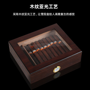 Solid Wood Cigar Box Transparent Lid Cigar Storage Box With Divider Flip Cigar Box Wooden Cigar Packaging Gift Box