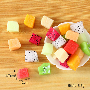 Simulated Fruit Diced Red Dragon Fruit Cantaloupe Model Miniature Food Toy Artificial Fruit Salad DIY Handmade Accessories