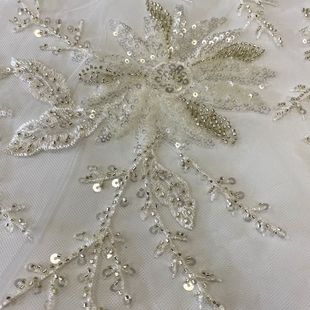 Factory in stock Bead Tube Beads Embroidery Sequin Mesh Lace Embroidery Wedding Fabric EMBROIDERY LACE