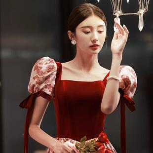 Bride Toast Long 2024 Spring New Sweet Elegant High-end Birthday Banquet Evening Dress Dress