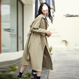 Windbreaker Coat Women's 2025 Spring and Autumn New Women's Clothing Korean Style Mid-length British Style High-end Coat for Small Men