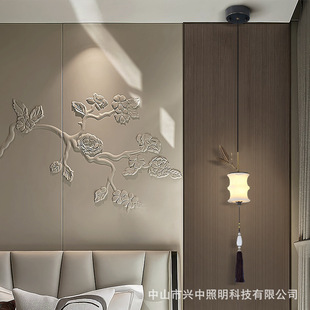 New Chinese style copper Jade bedroom bedside lamp dining room Tea Room bar entrance aisle single-head small chandelier