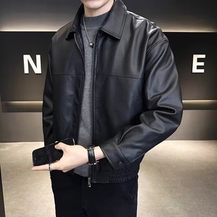 Cross-border Men's Leather Jacket Men's and Women's 2025 Spring and Autumn New Loose Puleather Vintage Motorcycle Jacket for Couple