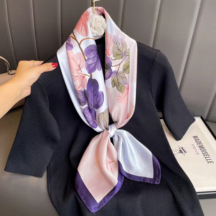 90cm Square Scarf Silk Scarf High-grade Ethnic Style Scarf Silk Scarf Women's Spring and Summer Elegant Printed Scarf