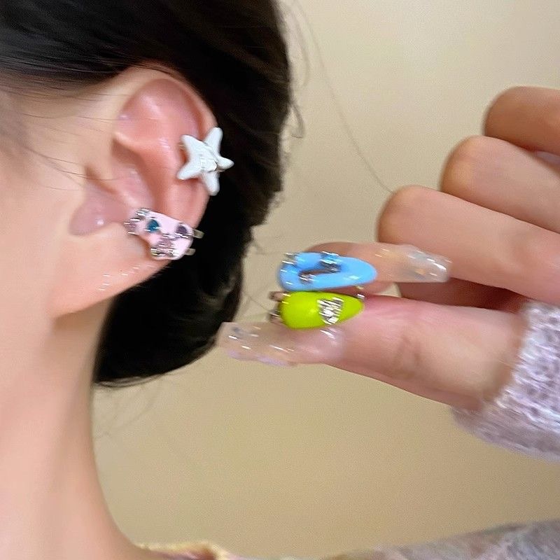 Romantic Summer~Cute Dopamine Ear Clip Colorfulful Drip Glaze Simple Ins Style Ear Bone Clip Without Pierced Earrings for Women