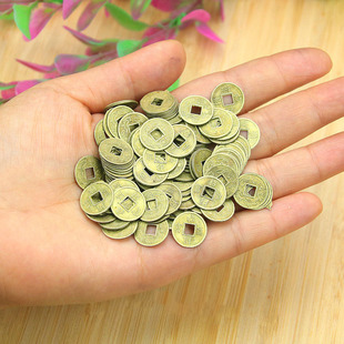 1.4CM fortune-making treasure dragon and phoenix gold copper alloy five emperor gold antique coins copper loose money accessories