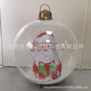 New PVC Inflatable Christmas Ball Santa Claus Holiday Ornaments Transparent Christmas Tree LED Luminous Ball with Light