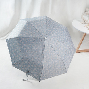 Three-fold oil painting flower full-automatic umbrella artistic fresh folding dual-purpose sun umbrella black rubber sunscreen umbrella