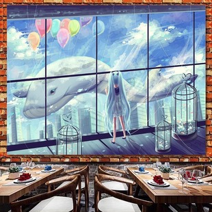 Internet Celebrity Whale Background Cloth Ins Hanging Cloth Nordic Landscape Wall Cloth Bedside Bedside Bedroom Dormitory Simple Decorative Painting Cloth