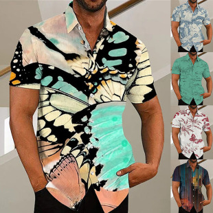 Amazon European and American Explosions 2023 Printed Shirt Casual Men's Summer Cross-border Menswear