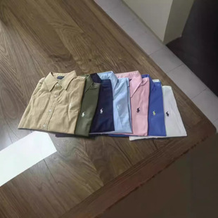 Horse Mark Ralph Lauren Linen Classic Small Horse Mark Simple Fashion Long Sleeve Shirt Sweep Size Quality