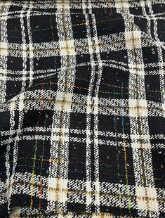 Factory Direct Sales Sequined Woolen Large Plaid Woolen Clothing Fabric Shaoxing Fabric