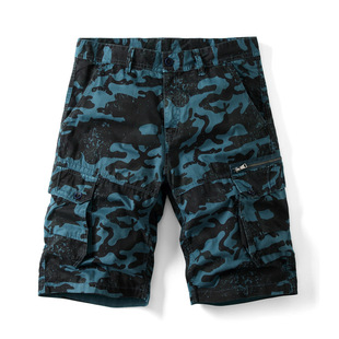 2025 Foreign Trade European and American Overalls Camouflage Shorts plus size Loose Casual Multi-Pocket Men's Fashion Trendy Pants