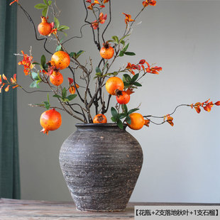 Chinese Handmade Vintage Clay Pot Vase Zen Ceramic Clay Antique Hydroponic Desktop Living Room Dried Flower Ornaments