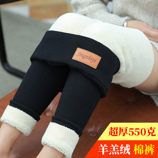 Extra-Thick Lamb Fleece Leggings Women's Outer Wear Autumn and Winter Integrated Fleece-Lined Thickened Chubby Girls Northeast Warm Cotton Pants Large Size