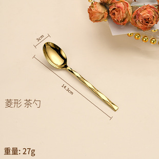 Cross-border diamond knife and fork spoon suit stainless steel western food tableware 5 main parts hotel western food steak knife dessert spoon fork