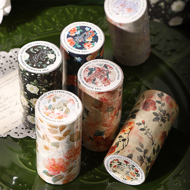 Ketchup Girl Washi Tape Blooming Camellia Journal Material DIY Tape Collage Decorative Stickers