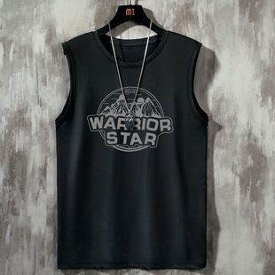 Trendy Fashion Hong Kong Style Cartoon Vest Sports Leisure Personality Handsome Sleeve Sleeveless T-shirt Waistcoat Cut Sleeve 12
