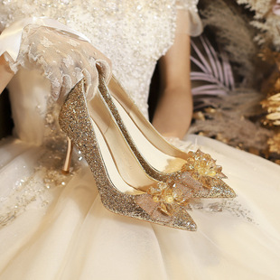 829-136 Wedding Shoes Female Bride Shoes Not Tired Feet Wedding Shoes Chinese Xiuhe Wedding Dress Niche High Heels Temperament