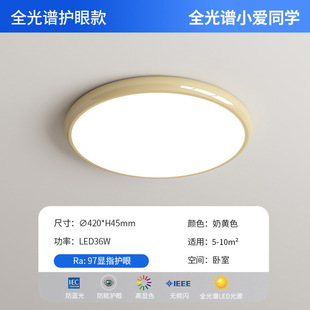 Bauhaus Middle Bedroom Lamp Ceiling Lamp Cream Style Advanced Sense Creative Round Room Full Spectrum Eye Protection Lamp