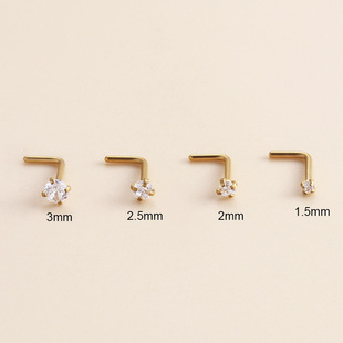 Multi-size zircon nose nail European and American fashion foreign trade puncture vacuum plating golden stainless steel nose