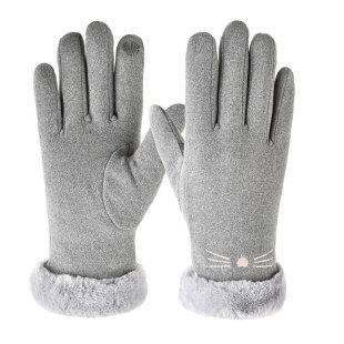 Cross-border German velvet gloves for men and women in autumn and winter warm fleece-lined outdoor riding touch screen Korean simple fur L01-MX