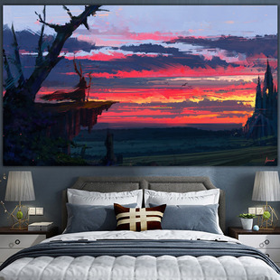 Clouds Sunset Landscape Background Cloth Ins Hanging Cloth Bedroom Background Wall Cloth Bedside Decoration Rental House Simple Tapestry
