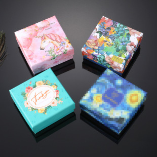 Spot Jewelry Packaging Box High Quality Unicorn Flower Pattern Ring Necklace Bracelet Earrings Silver Jewelry Box