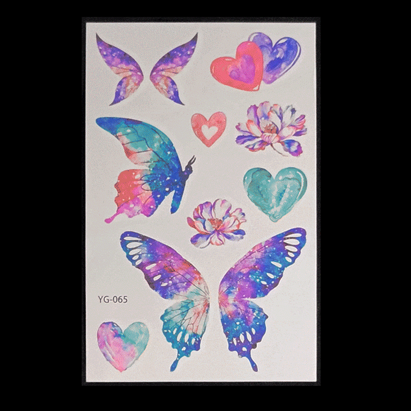 Cross-border New Butterfly Ocean Series Fluorescent Tattoo Sticker Music Festival Concert Bar Party Prom Tattoo Sticker