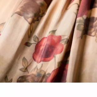 U * W2024 new spring and summer rose overskirt high quality copper ammonia elastic waist printed skirt