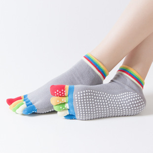 Yoga socks women's full toe non-slip professional five-finger yoga socks indoor pilates open toe silicone sports dance socks
