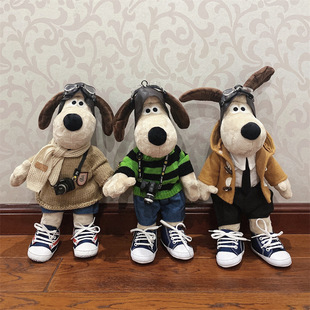 Large 42cm pilot dog 60cm doll dog repair plush toy suit clothes suspender pants in stock gift