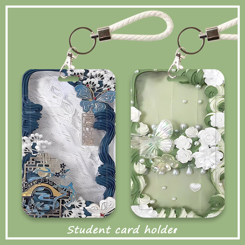 ins style flower card holder student card meal card subway card bus card kindergarten delivery card anti-lost hard case card holder