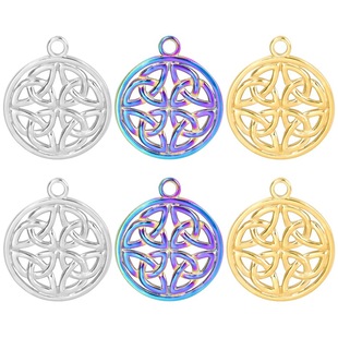 European and American Stainless Steel Flower Round Jewelry Accessories Light Luxury Niche Accessories DIY Titanium Steel Necklace Vacuum 18k Electroplating