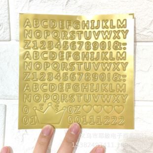 New Golden Crown Photo Frame Alphabet Sticker Digital Sticker Stereo Bubble Sticker Gift Children Making OPP Packaging