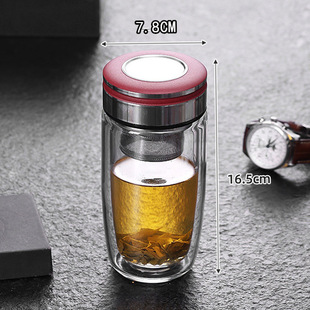 Insulated glass high borosilicate tea cup with lid transparent high temperature resistant Chinese office men's tea cup wholesale