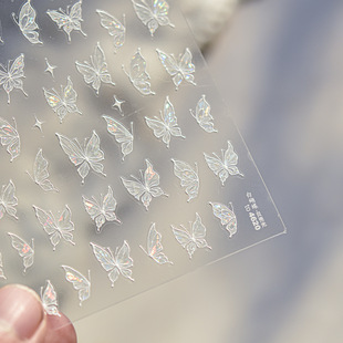 Tomoni Shell Light Nail Art Stickers Ins Explosive Japanese Stationery Nail Stickers White Butterfly Nail Art Auxiliary Stickers