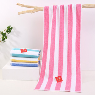 Lengthened and widened large bath towel color strip face towel 21 single yarn 35.90 sports towel wholesale