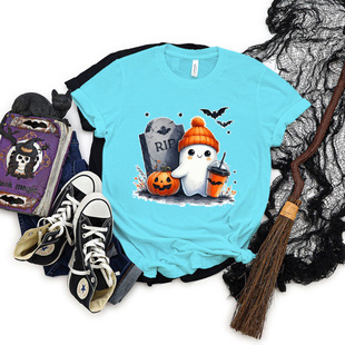 Woman T-shirts Cute Ghost Halloween Essential Trendy Short S