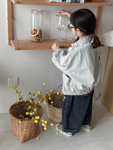 Jiaye Children Pin 2025 детский весенний новый чистый цвет куртка куртка для мужчин и женщин свободная молния рубашка летучей мыши