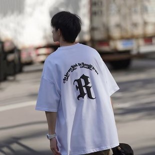 New Summer Standard Trendy Youth Popular Simple Round Neck Artistic Fashion Trendy Brand Men's Short-sleeved Urban Style T-shirt