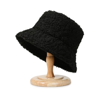 Autumn and Winter Wide Brim Sunshade All-match Teddy Velvet Fisherman Hat Women's Korean-style Letter Embroidered Lamb Wool Hat Japanese Style Basin Hat