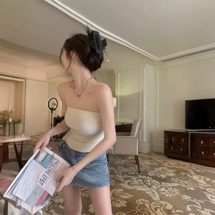 Anchor Sexy Show Chest Sling Women's Summer New Style Spice Girl Outer Wearing Vest Short Stretch Strapless Sleeveless Top Trendy