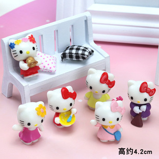 Девушка Мультяшный торт Декор Розовый Kitto Cat Hello Kitty Тема для девочек День рождения Десерт Платье Плагин Вставка