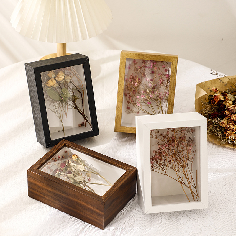Three-Dimensional Hollow 5cm 8inch 10inch A4 Handmade DIY Rose Framed Acrylic Picture Frame Dried Flower Photo Frame Wholesale