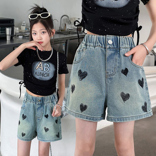 Summer New Girls' Denim Shorts Loose Summer Pants All-match Children's Shorts Medium and Large Children's Thin Short Pants